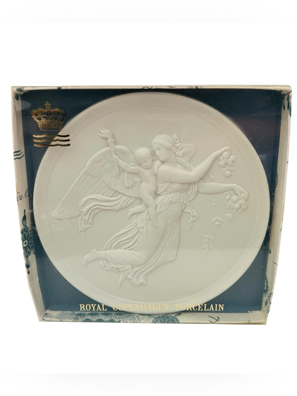 Royal Copenhagen White Round Porcelain Relief Plaque Medallion